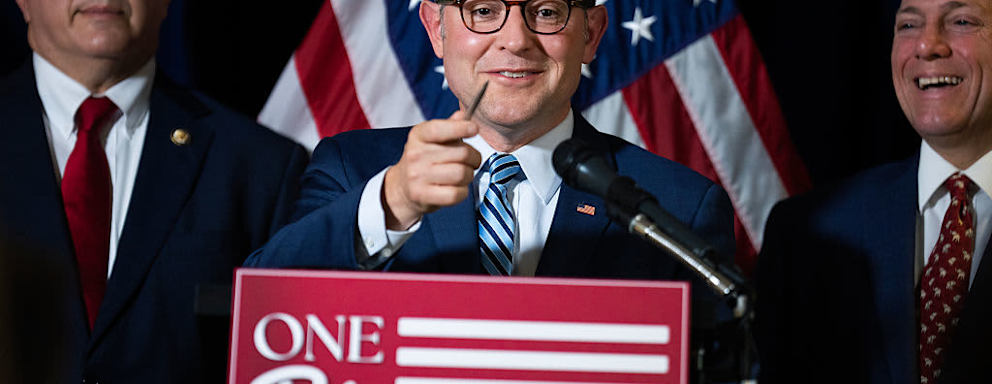 Speaker of the House Mike Johnson, R-La., conducts a news conference after a meeting of the House Republican Conference at the Republican National Committee on Tuesday, July 15, 2025.