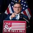 Speaker of the House Mike Johnson, R-La., conducts a news conference after a meeting of the House Republican Conference at the Republican National Committee on Tuesday, July 15, 2025.