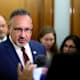 Miguel Cardona, US education secretary, speaks to members of the media following a Senate Appropriations Subcommittee on Labor, Health and Human Services, and Education hearing in Washington, DC, on April 30, 2024.