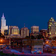 Skyline of Raleigh, NC during summer at dusk"n