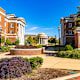 Buildings surrounding the Shelby Quadrangle at the University of Alabama in Tuscaloosa, on a sunny spring day.